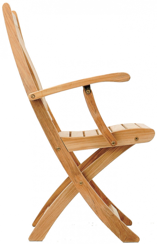 Traditional Teak Klappstuhl Victoria mit Armlehnen Teakholz