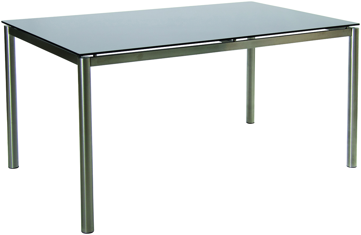 Tisch Fly Rona Edelstahl 150x90cm mit Glasplatte