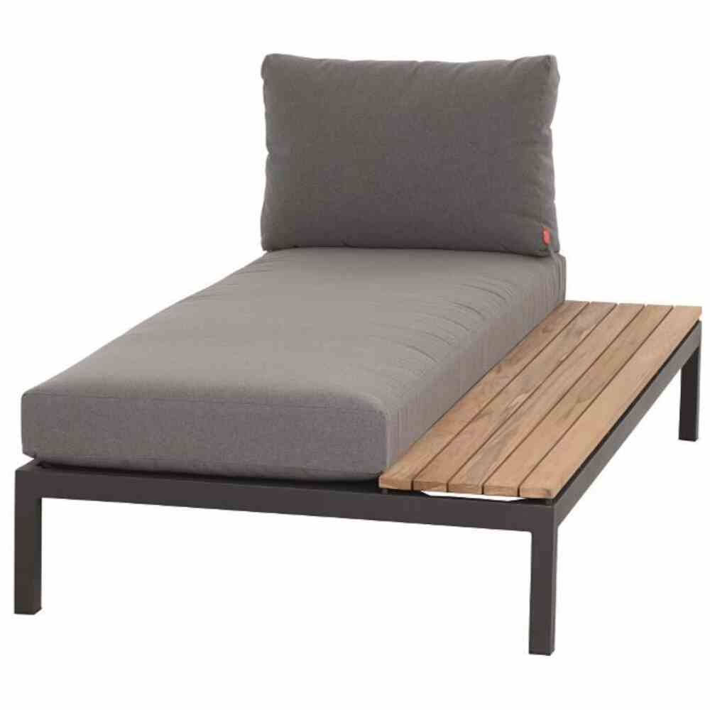 Siena Garden ALVIDA Recamiere links Aluminium/Teak matt anthrazit/schwarz/grau