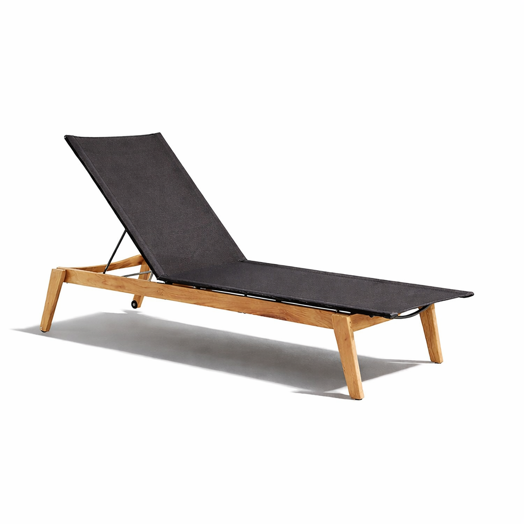 ARCO Lugano Sonnenliege Teakholz anthrazit PVC Sunbrella