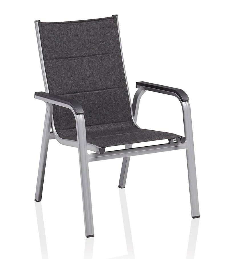 KETTLER BASIC PLUS PADDED Stapelsessel padded silber/anthrazit