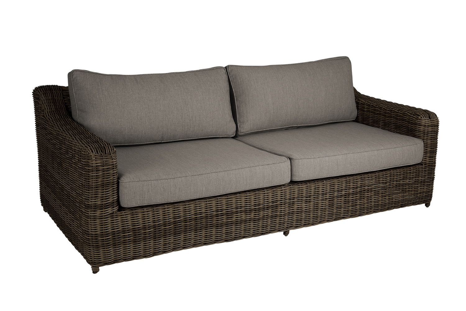 Brafab Glendon Sofa 3-Sitzer Polyrattan Dunkelbraun/Soft Moose