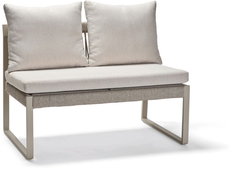 Stern Bank 2-Sitzer Tammo Aluminium/Kordel greige Kissenset 100% Polyacryl Ivory