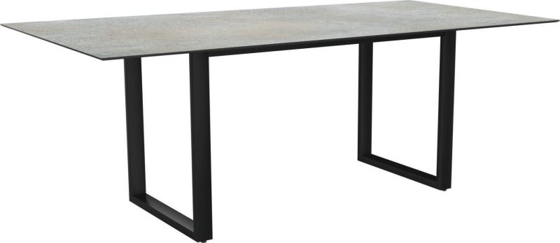 Stern Kufentisch 200x100 cm Aluminium anthrazit mit Tischplatte Silverstar 2.0 Dekor Quartz
