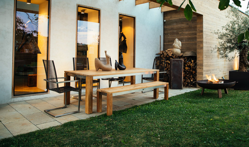 Diamond Garden Bank Nizza 150 cm Edelstahl / Recycled Teak Natur