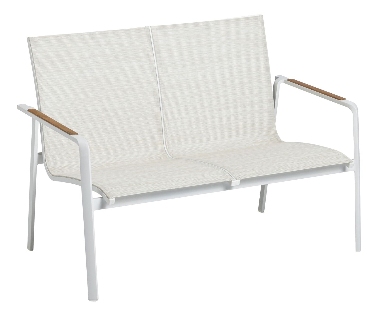 Kettler DIAMOND Lounge 2er Bank weiß matt / beige Armlehne Teak