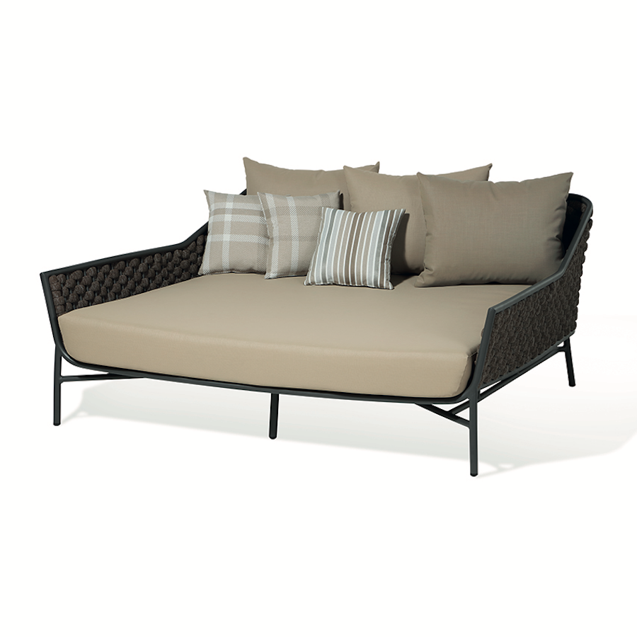 Grattoni Panama Daybed Aluminium Anthrazit Rope braun / Kissen taupe