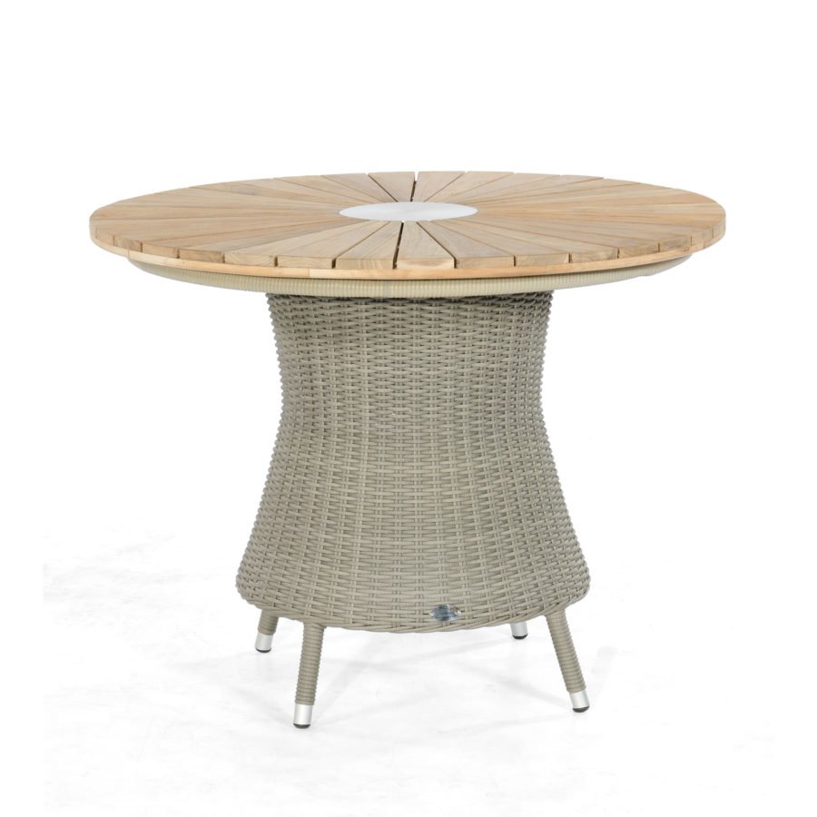 Tischgestell "Base-Polyrattan" 90 cm rund für Tischplatten Ø100 cm Alu/Kunststoffgeflecht stone-grey von SonnenPartner