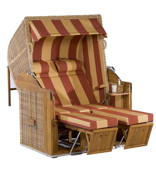 Gartenstrandkorb "Classic Teak"
2-Sitzer, Liegemodell
Kunststoff-Rundgeflecht in Rattanoptik