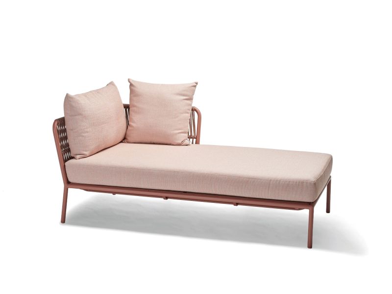 Stern Recamiere Romy Aluminium/Kordel Terra Armlehne links Kissenset 100% Polyacryl Lychee