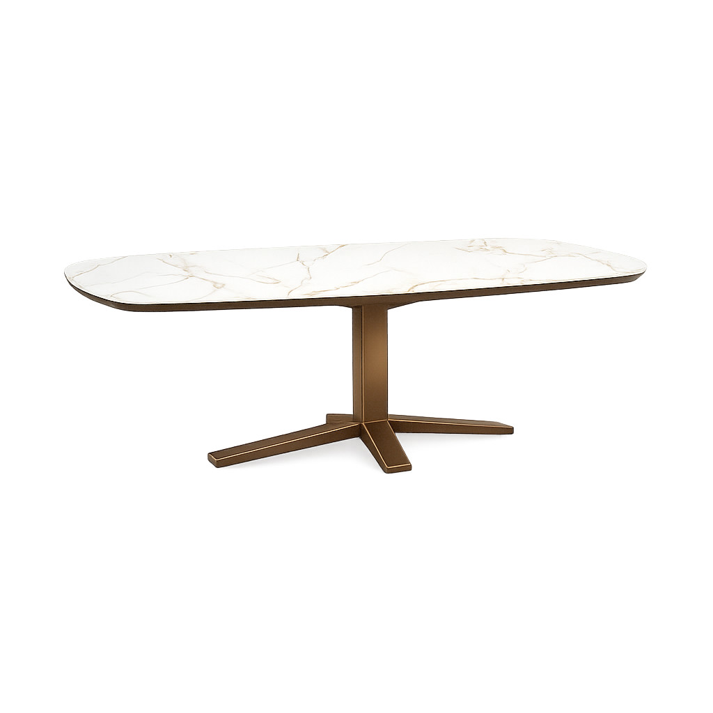 Apple Bee Zanzibar Tisch  oval 220 x 110 cm Bronze mit HPMS Steinplatte