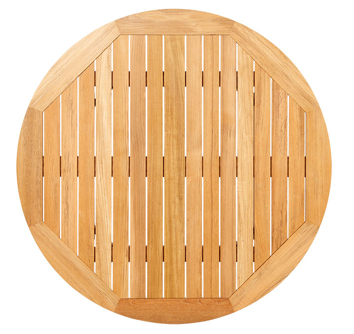 Traditional Teak Gartentisch Diana Ø 145 cm Aluminiumbeine weiß Teakholz