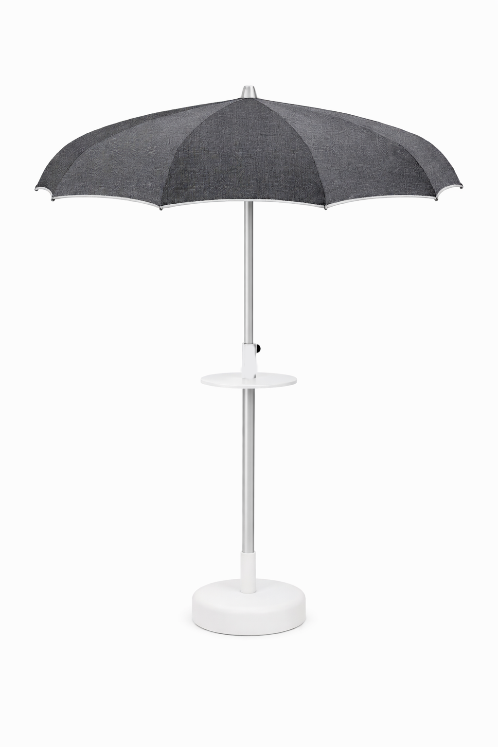 Ramberti Sonnenschirm Pagodina 110/10 D200 cm Stoff AM6003/711 und Farbe 801/Z647 hellgrau Pole 140 cm mit Tisch und Sockel 27 KG