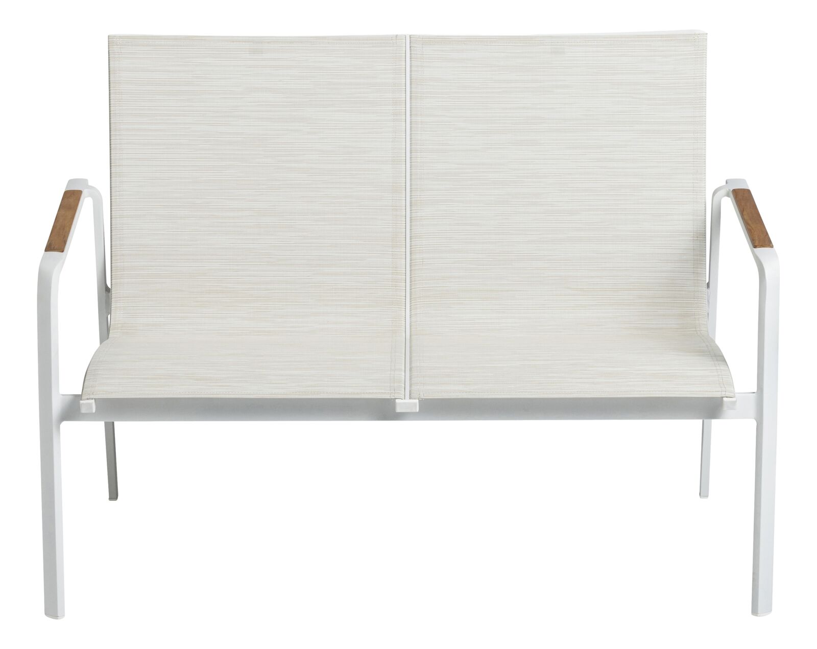 Kettler DIAMOND Lounge 2er Bank weiß matt / beige Armlehne Teak