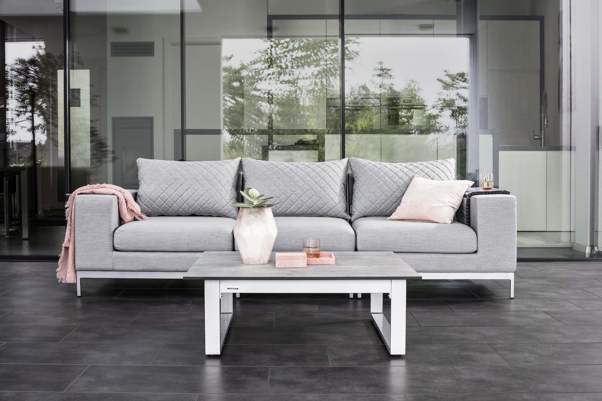 KETTLER EGO Lounge Tischgestell 95x95x33cm, Aluminium silber