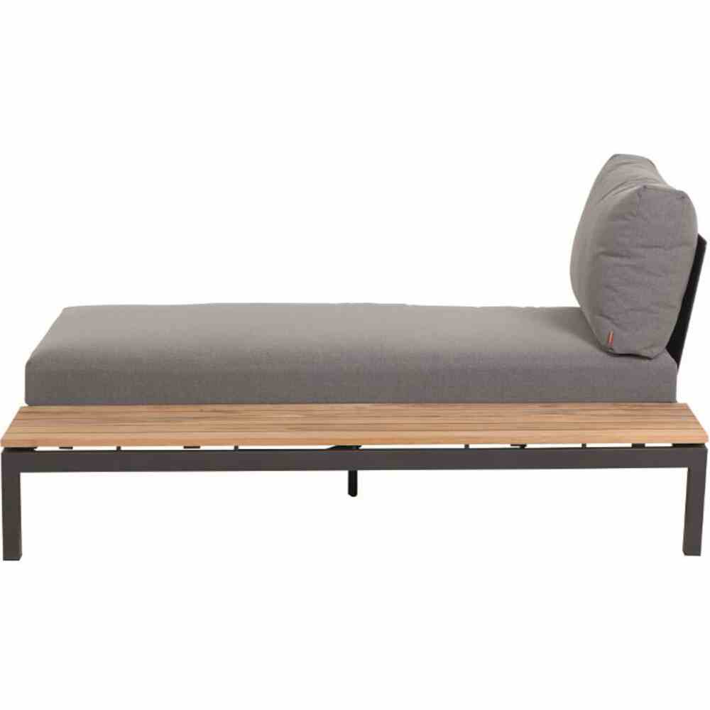 Siena Garden ALVIDA Recamiere links Aluminium/Teak matt anthrazit/schwarz/grau