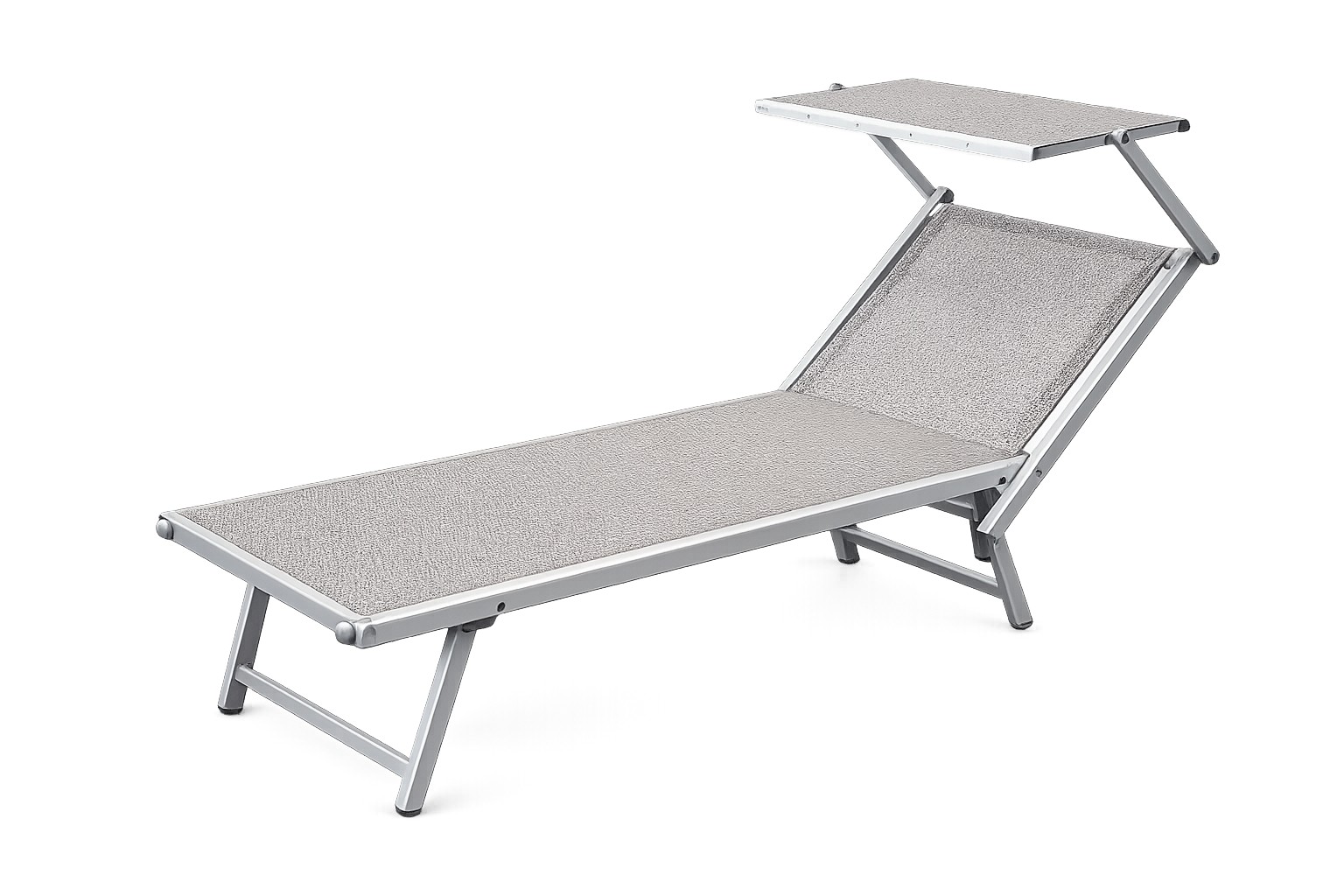 Ramberti Strandliege Bibione Silber/Grau mit Sonnendach