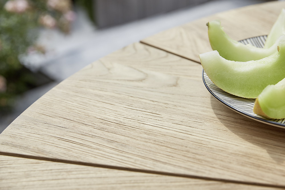 Diamond Garden Tisch Lyon Ø 140 cm Fase / Edelstahl Dunkelgrau / Recycled Teak Natur