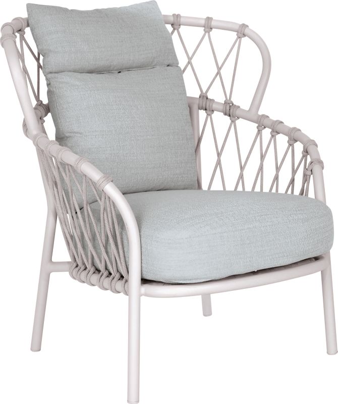 Stern Pfauen-Sessel Klea Aluminium greige Kordel greige Kissenset 100% Polyacryl perlgrau
