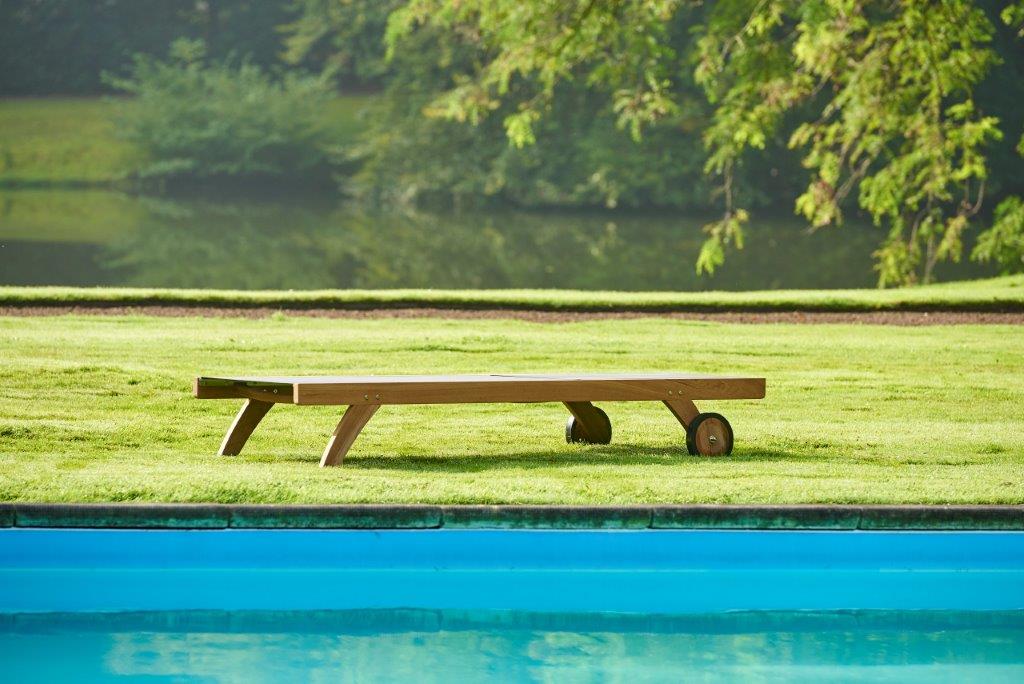 Traditional Teak Gartenliege Kate schwarz Teakholz-Batyline