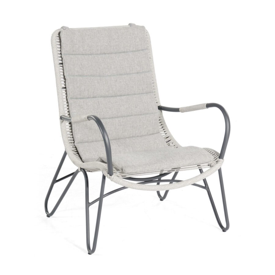SonnenPartner CHARITE Lounge-Sessel Alu/Polyrope silbergrau inkl. Kissen 
