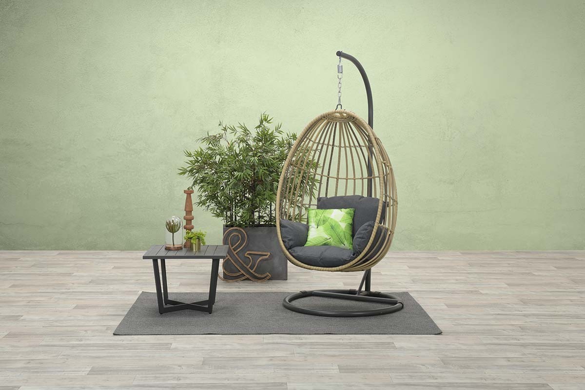 GARDEN Impressions Panama Hängekorb carbon black/natur rotan/reflex black