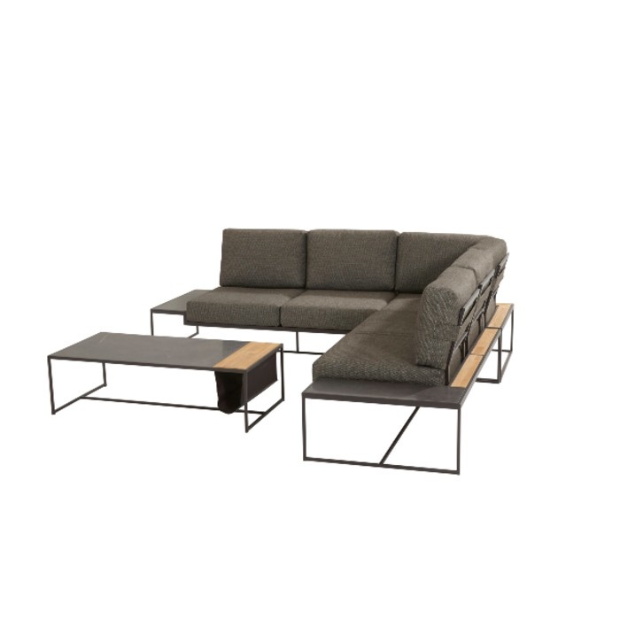 4 Seasons Outdoor Atlas Kaffetisch 122 x 62 x 35 cm. Keramik Marmor-Optik / Teak Einsatz