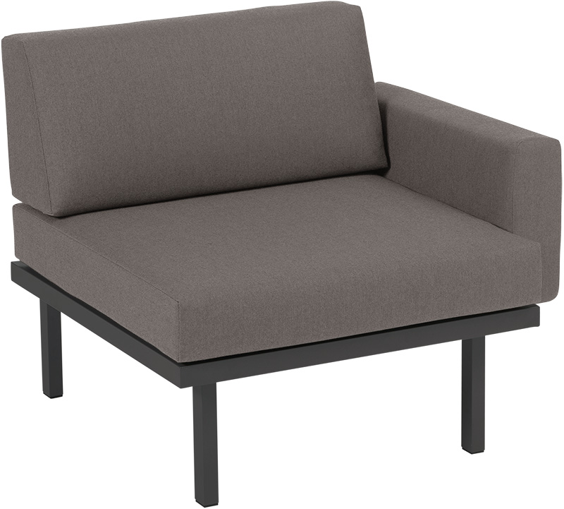 Karasek Modul Sylt 75x84 gepolsterte Armlehne links carbon D12 darktaupe