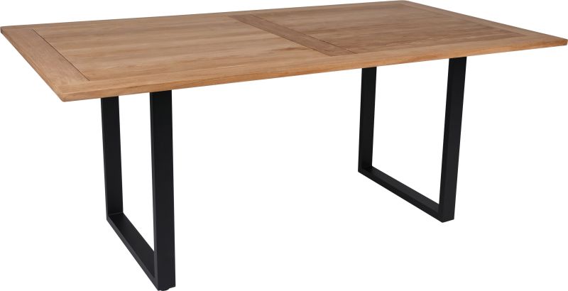 Stern Kufentisch 180x100 cm Aluminium schwarz matt Tischplatte Teak
