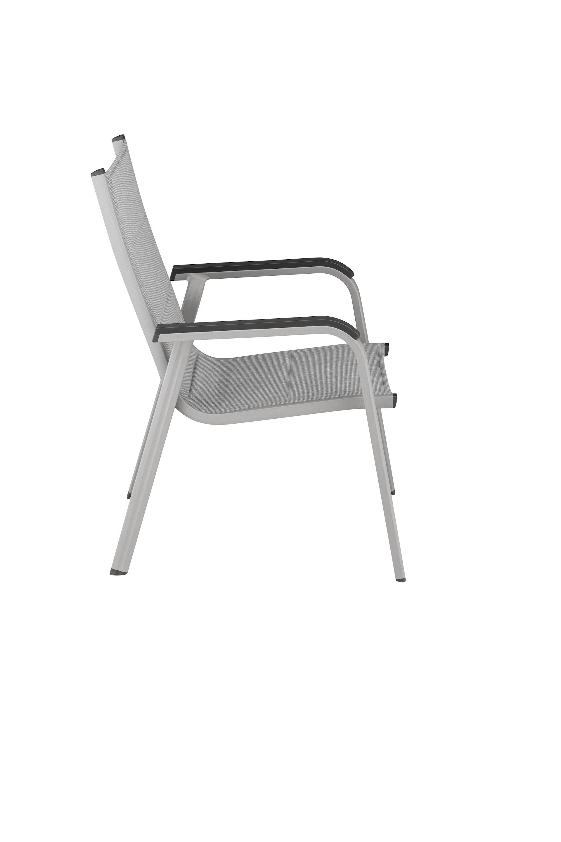 KETTLER Basic Plus Padded Stapelsessel padded silber/hellgrau, Twitchell Textilene