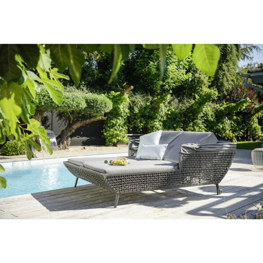 Stern Daybed Greta Aluminium anthrazit Kordel platin/Kissen seidengrau