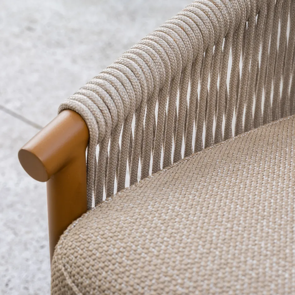 4 Seasons Outdoor 3-Sitzer Milos inkl. 3 Kissen, Aluminium/Rope Taupe/Ipanema Amber
