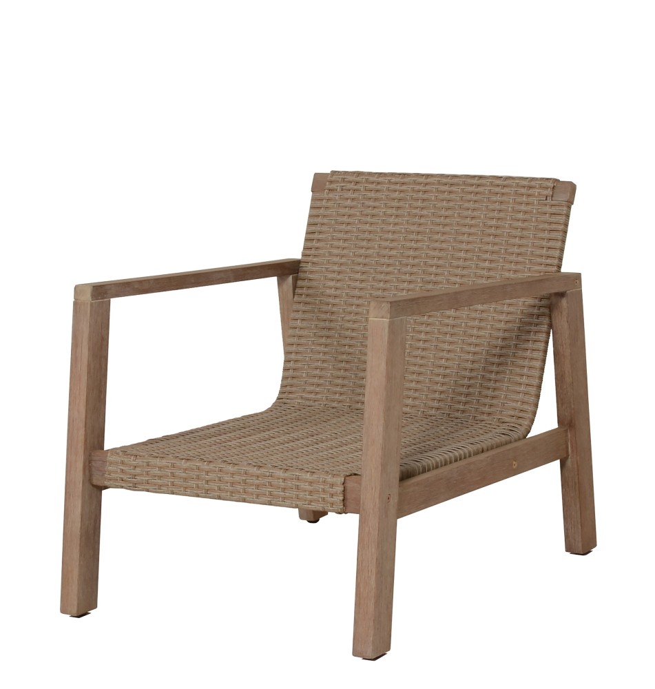 Lounge-Set Moria Kunststoffgeflecht/Eukalyptus 4-teilig