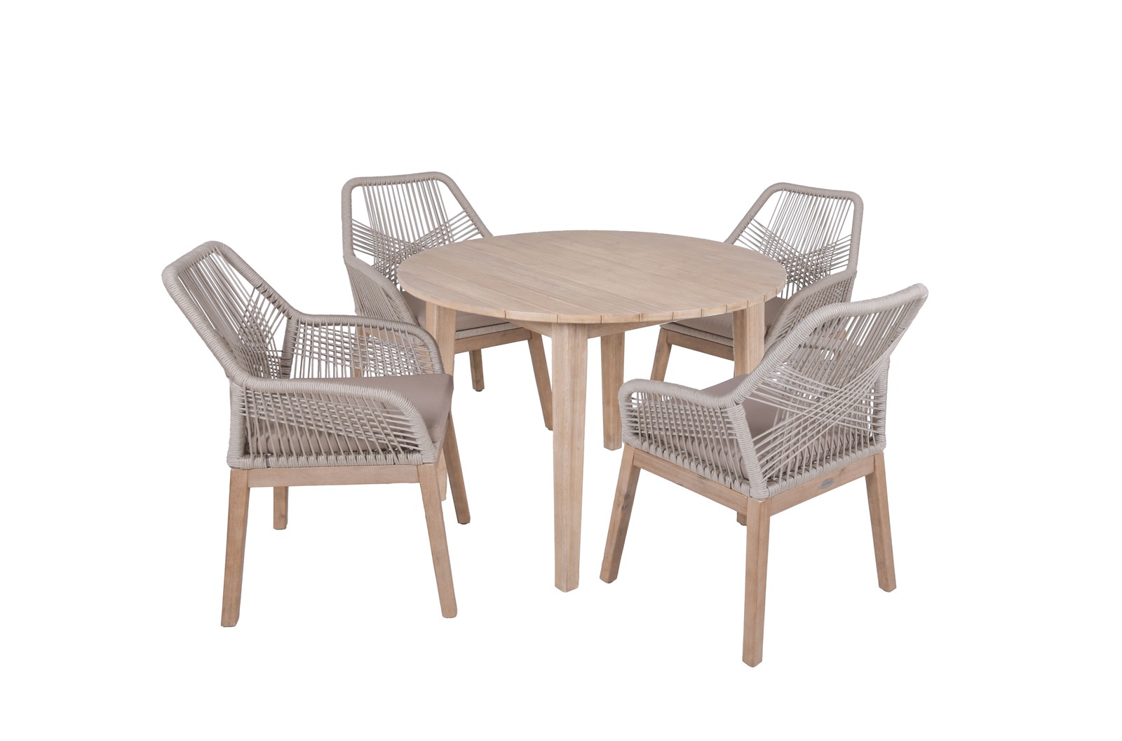 Parma Dining Set Akazie braun / brushed wash 5-teilig