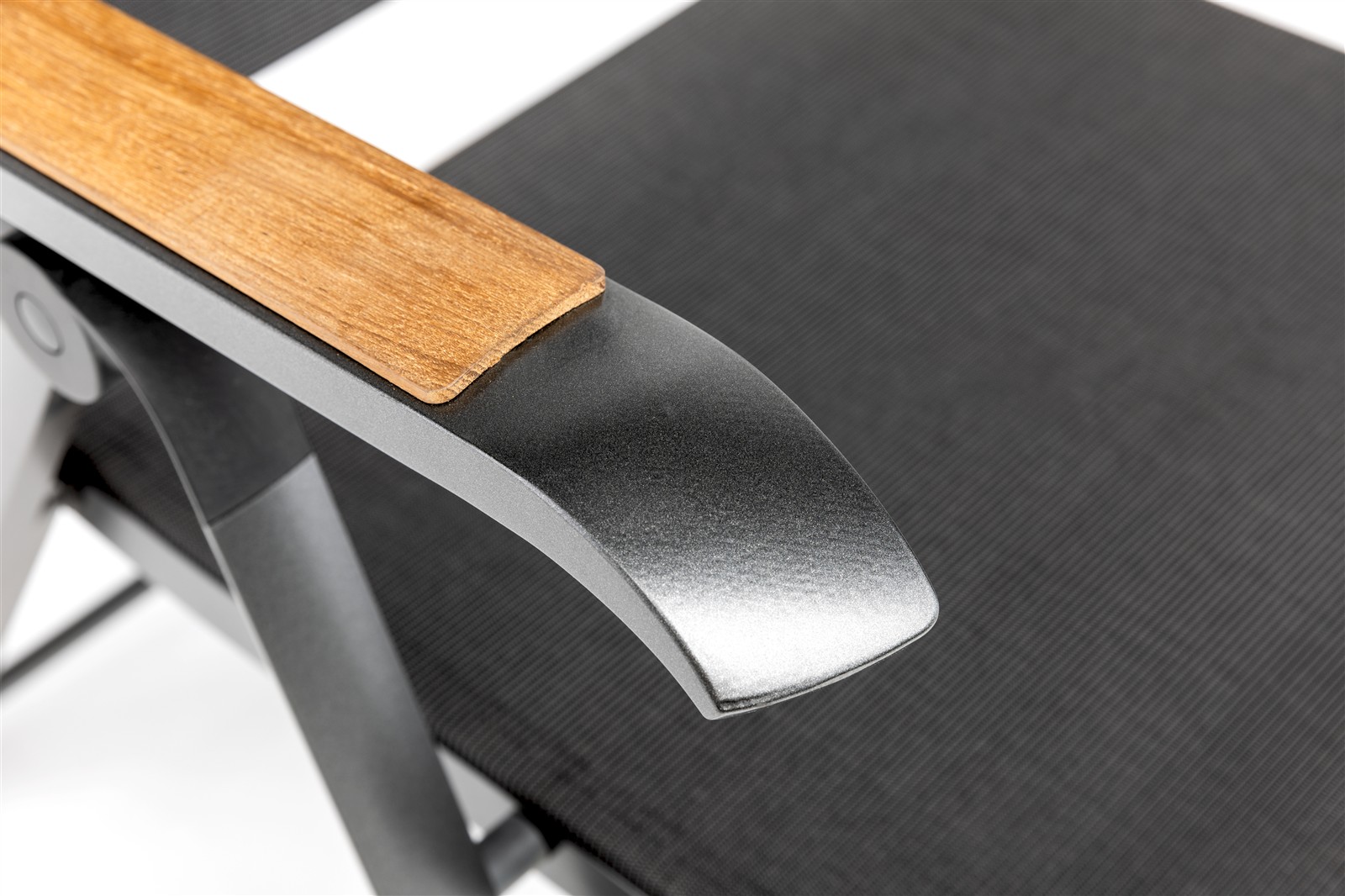KETTLER DIAMOND Multipositionssessel Aluminium/Outdoorgewebe, Armlehne Teak anthrazit/ charcoal