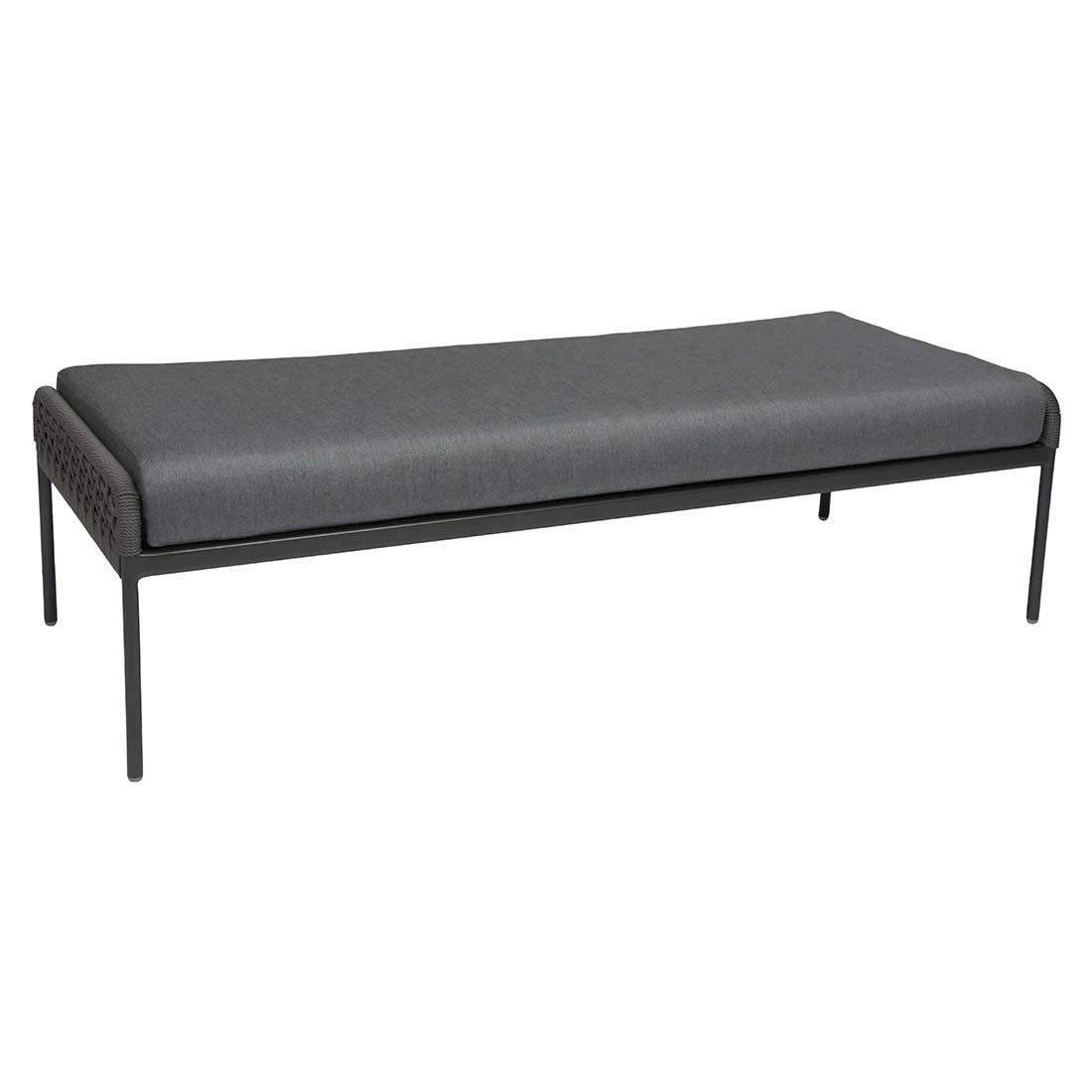 Stern Bank Greta Aluminium anthrazit mit Kordel platin/Kissen 100% Polyacryl Dessin seidengrau