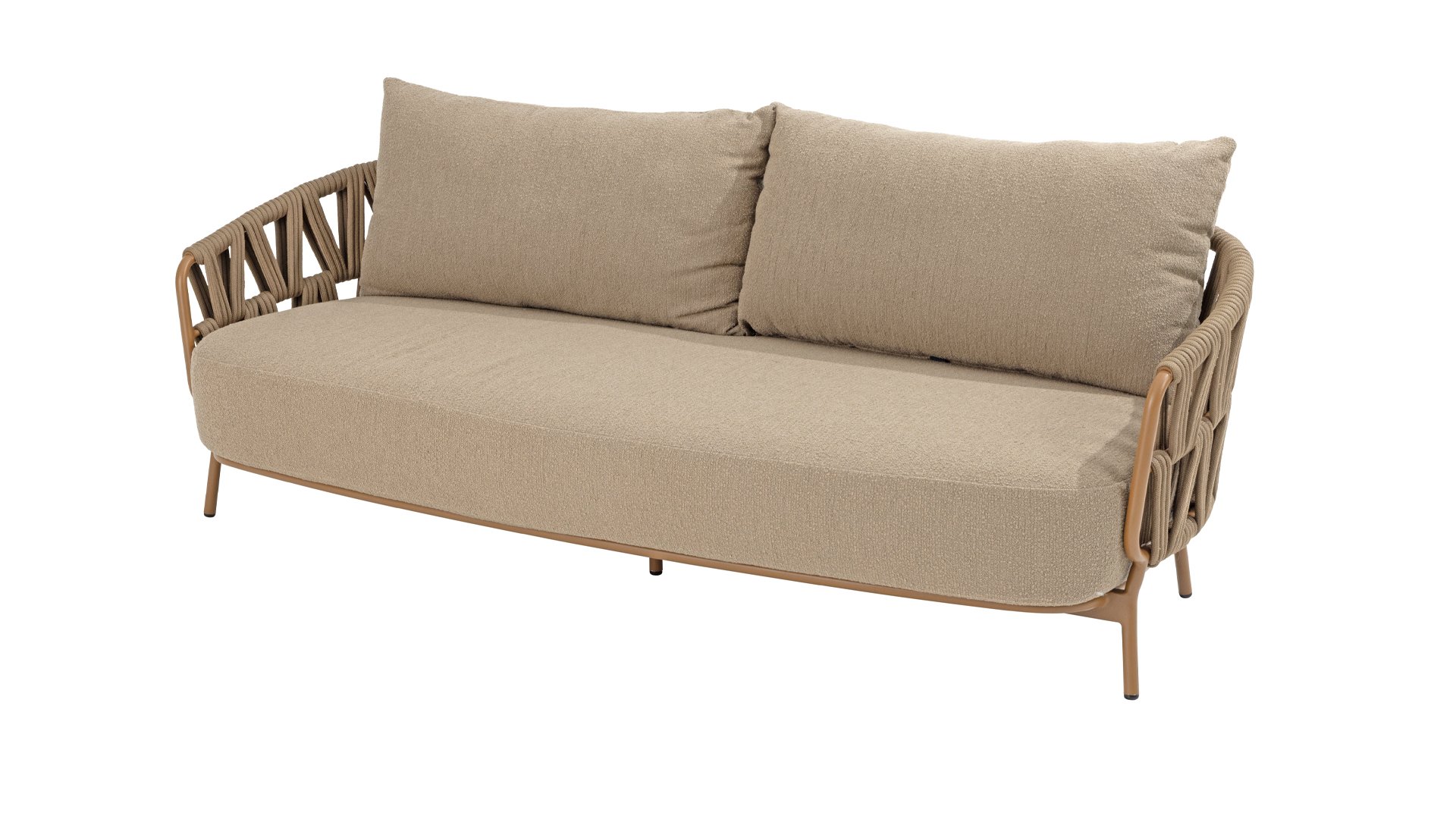 4 Seasons Outdoor Biarritz Sofa 3-Sitzer mit 3 Kissen Boucle Amber/Braun