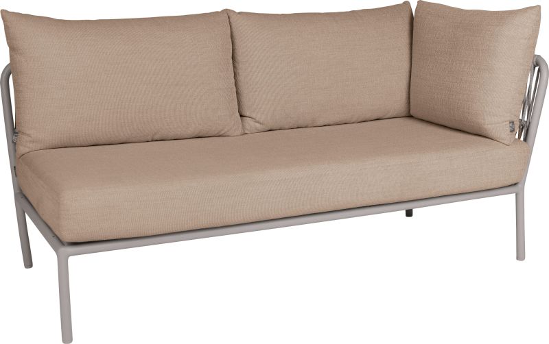 Stern Element Romy Lounge 2-Sitzer Armlehne links Aluminium greige Kissen 100% Polyacryl Muskat