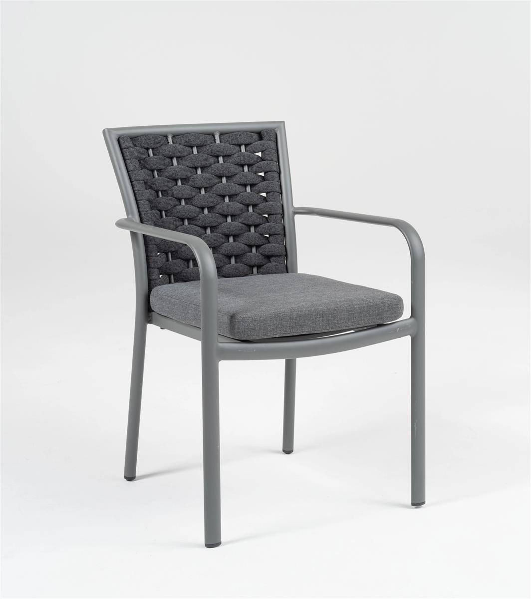 Armstuhl Castillon Aluminium/Kunststoffschnüre anthrazit/schwarz-grau