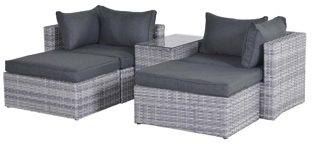 GARDEN Impressions Garda Balkonlounge 5-tlg. cloudy grey L-shape/reflex  black
