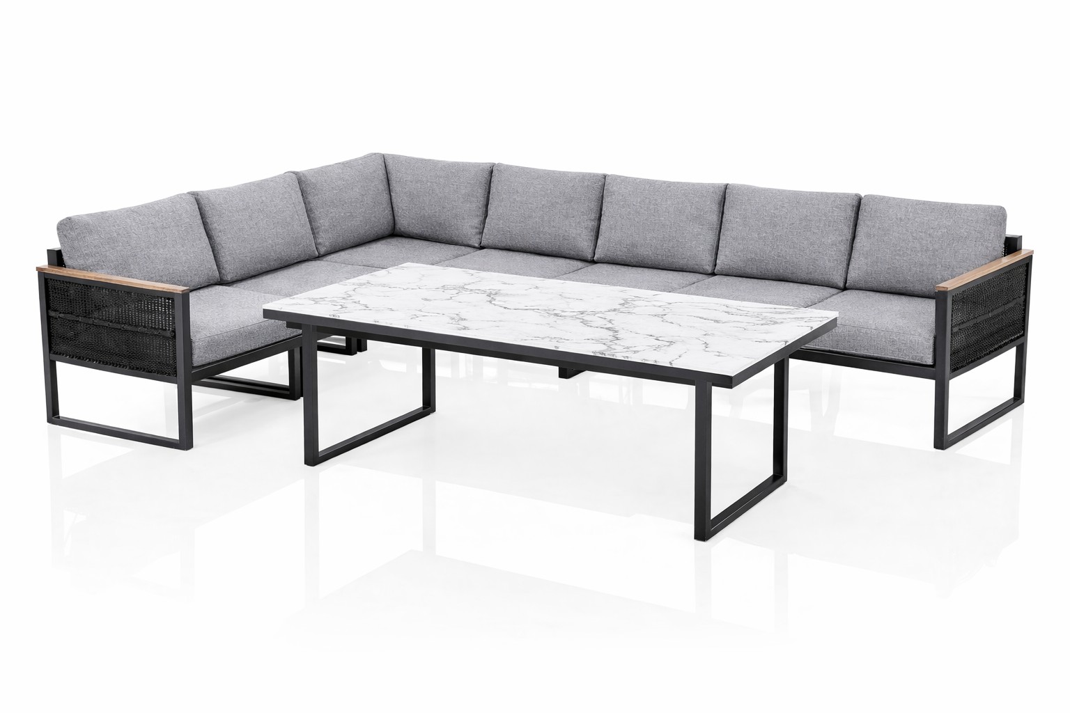 KETTLER OCEAN SKID MODULAR Set anthrazit /Teak/ Rope 9-teilig