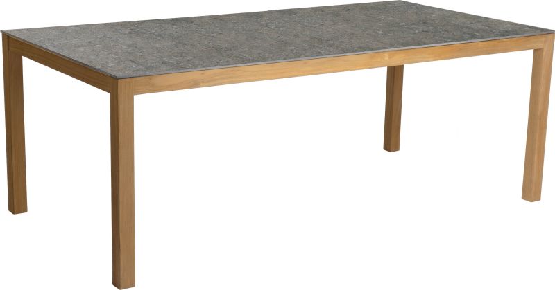 Stern Tisch 200x100 cm Teak Tischplatte Dekton Stone grau
