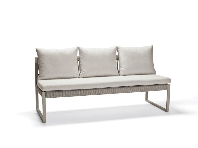 Stern Bank 3-Sitzer Tammo Aluminium/Kordel greige Kissenset 100% Polyacryl Vanilla