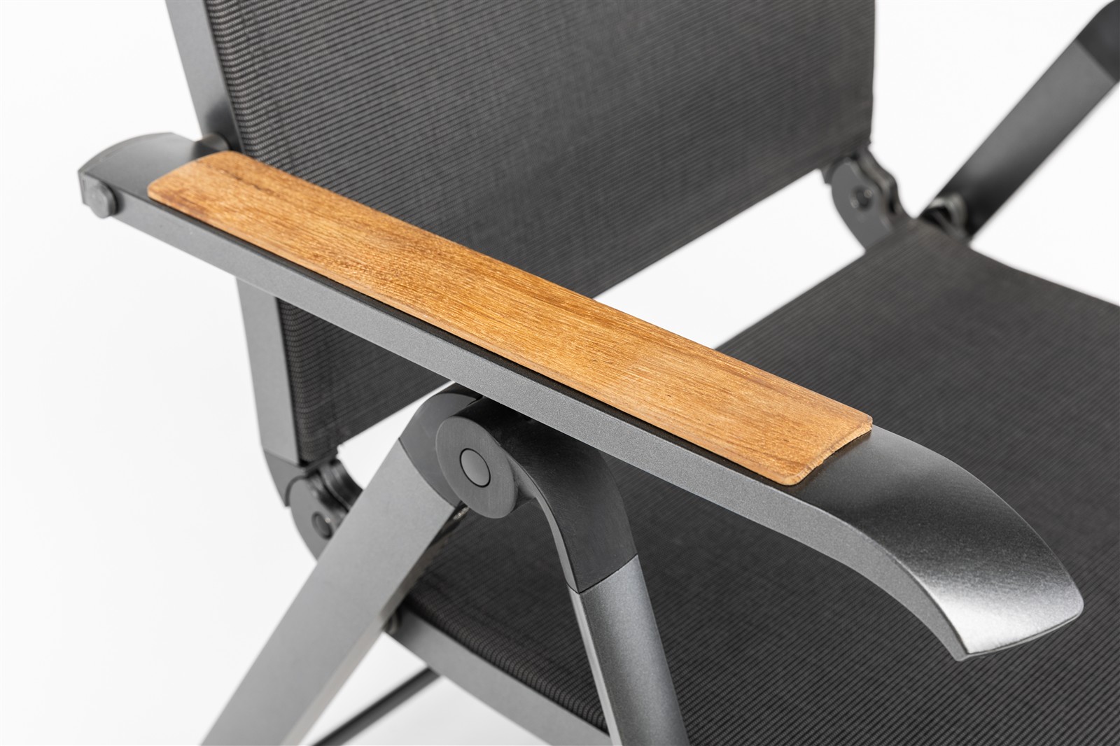 KETTLER DIAMOND Multipositionssessel Aluminium/Outdoorgewebe, Armlehne Teak anthrazit/ charcoal