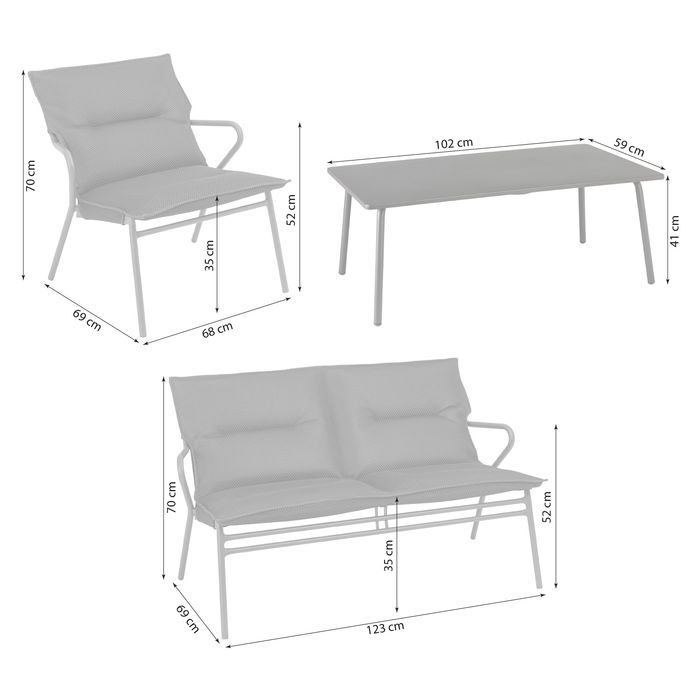 Lafuma Vence Loungeset BeComfort Titan/Dark Grey 4-teilig