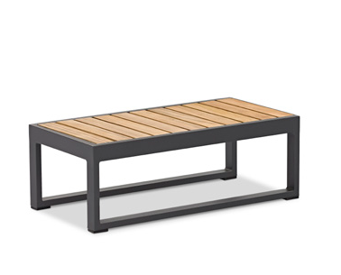 Garino Beistelltisch nieder 75 x 37 cm Nest Aluminium mit Teakholzplatte
