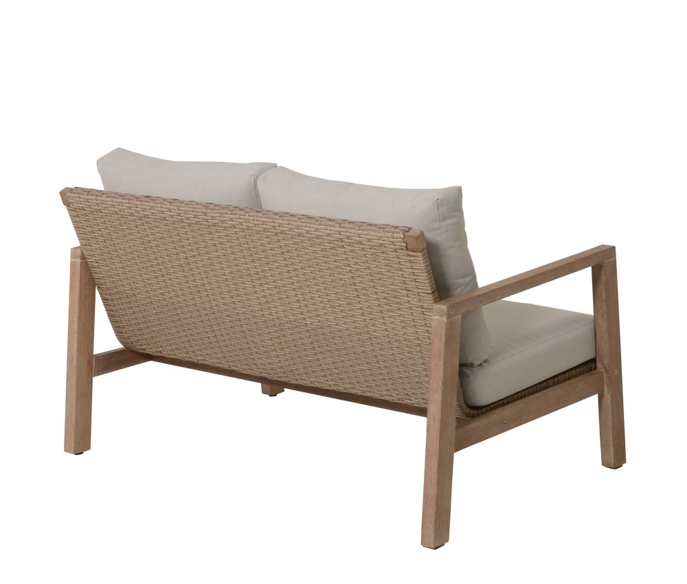 Lounge-Set Moria Kunststoffgeflecht/Eukalyptus 4-teilig
