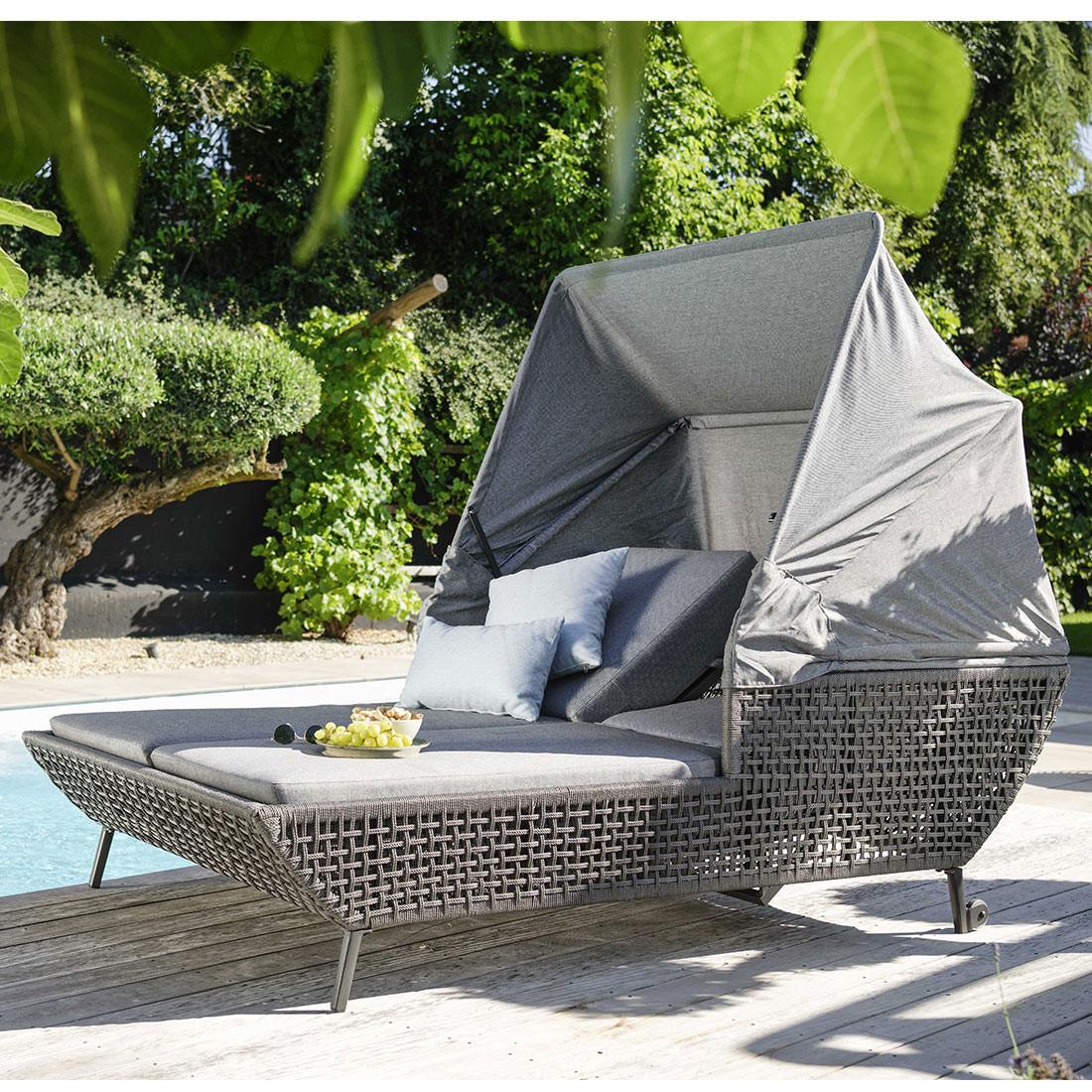 Stern Daybed Greta Aluminium anthrazit Kordel platin/Kissen seidengrau