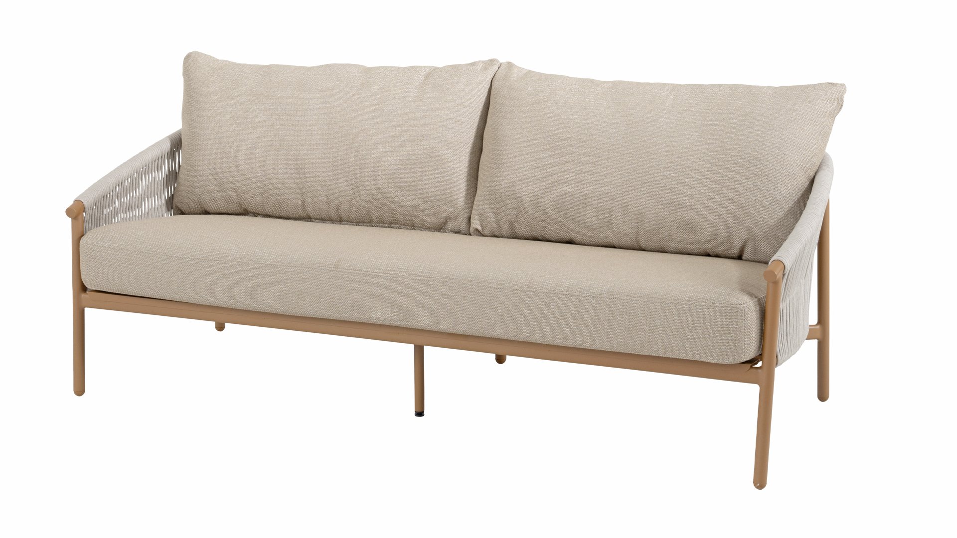 4 Seasons Outdoor 3-Sitzer Milos inkl. 3 Kissen, Aluminium/Rope Taupe/Ipanema Amber