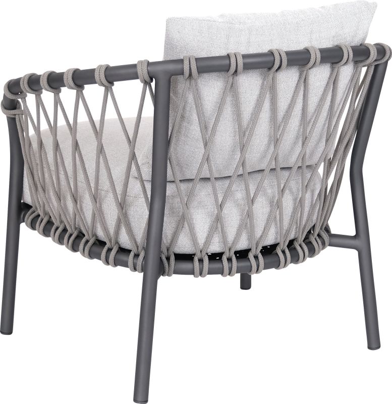 Stern Sessel Klea Lounge Aluminium anthrazit Kordel Stone Kissenset 100% Polyacryl perlgrau